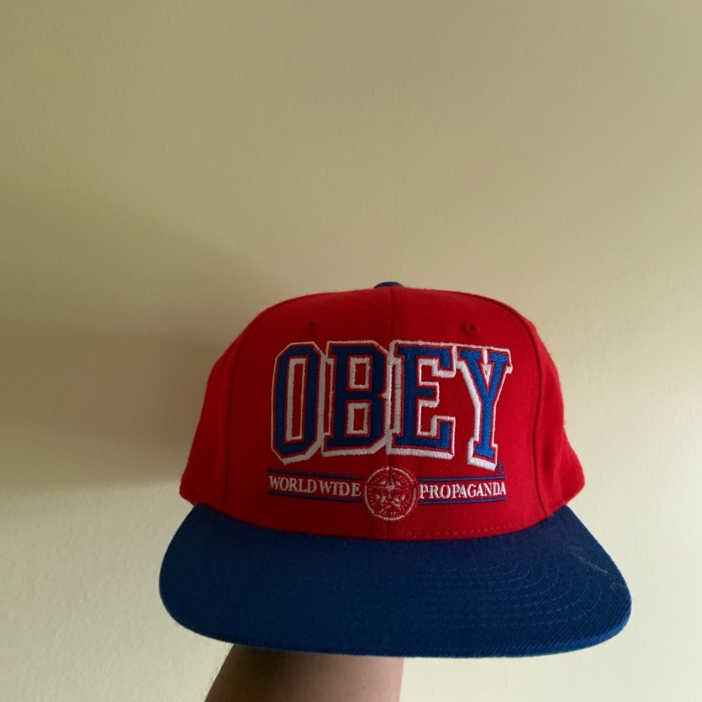 Red and Blue Obey Hat